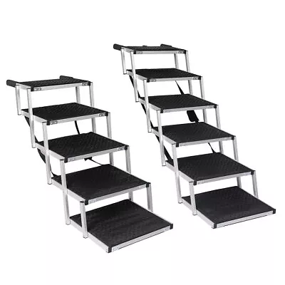 Pawz 5/6 Steps Dog Ramp Pet Ladder Car Travel Adjustable Height Stair Foldable • $126.99