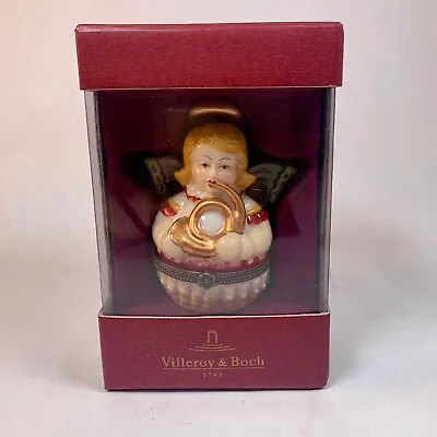 Villeroy And Boch Christmas Angel With Horn Porcelain Hinged Trinket Box • $12.99