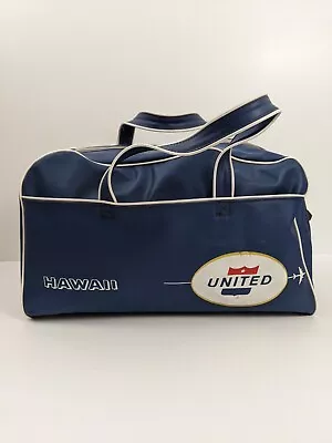 Vintage 60s United Airlines Hawaii Promo Carry On Tote Bag Vinyl Zip Footed • $35