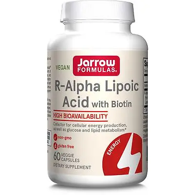 Jarrow Formulas R-Alpha Lipoic Acid + Biotin 60 Veggie Capsules Hair Skin Nails • £26.30