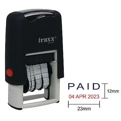 £7.98 • Buy Date Stamp - Wording Paid - Traxx 7850 Self Inking Rubber Stamp - Mini Dater