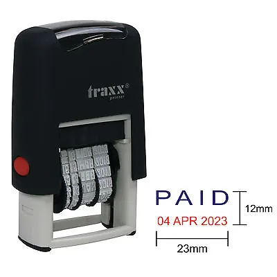 Date Stamp - Wording Paid - Traxx 7850 Self Inking Rubber Stamp - Mini Dater • £9.58