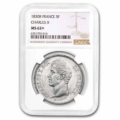 1830-B France Silver 5 Francs Charles X MS-62+ NGC • $640.64
