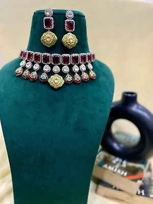 Indian Bollywood Antique Fashion Jewelry Meenakari Choker With Earring • $69.99