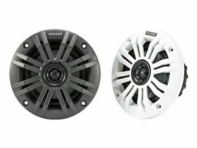 Kicker KM4 4  Marine Audio Speakers W/ 1/2  Tweeters Charcoal And White Grilles • $110.96