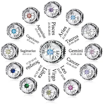 💖 Zodiac Charm Star Sign Birthstone Horoscope Genuine 925 Sterling Silver 💖 • £17.95