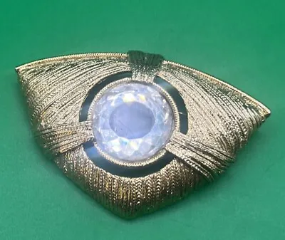Vintage Signed M Jent Gold Tone Clear Crystal Pin Brooch  • $11.04