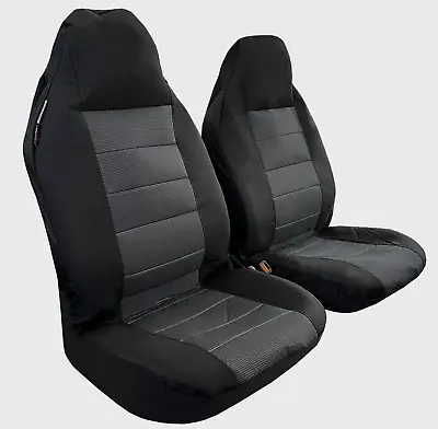 Canvas Seat Covers Front Pair Black Carbon For Ssangyong Musso XLV Ultimate • $86.89