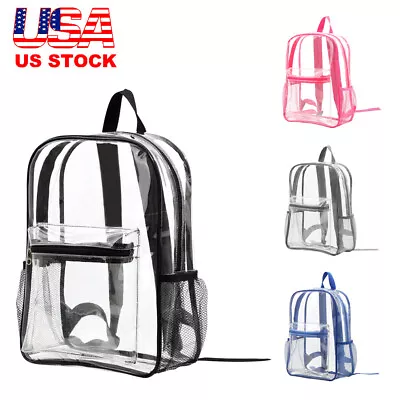 Clear Backpack Heavy Duty Transparent Bookbag For School WorkStadiumTravelS • $13.02