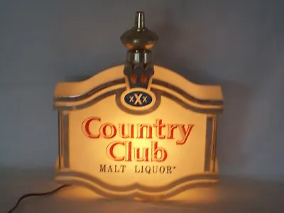 Vintage 1970's Country Club XXX Malt Liquor Lighted Beer Sign ~ Pearl Brewing Co • $65