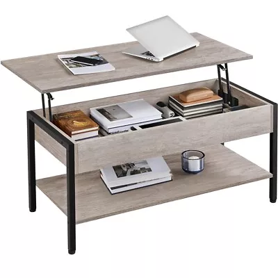 Large Lift Top Coffee Table Storage Hidden Compartment Industrial Central Table  • $85.99