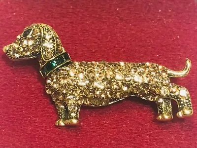 £9.95 • Buy Beautiful Crystal Sausage Dog Dachshund Brooch Shawl Pin Jewellery Puppy Gift