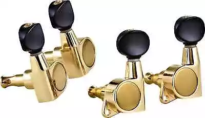 Die Cast Sealed Ukulele Tuning Machines 2L X 2R W/ Chrome Base And Black Buttons • $26.99