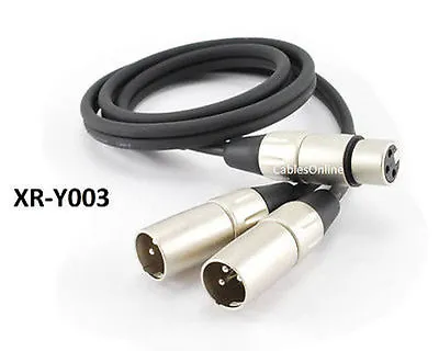 3ft Kirlin Pro XLR (3-Pin) Female Jack To 2-XLR Male Y-Splitter OFC Cable • $13.99