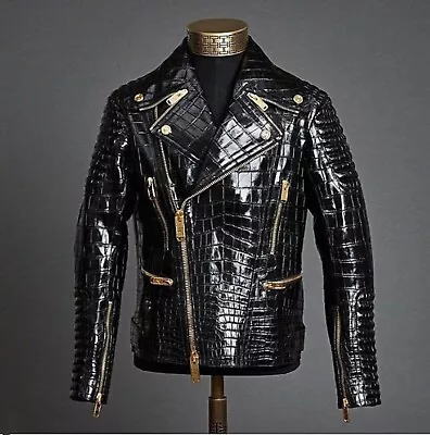 Men's Leather Jacket Motorcycle Alligator Crocodile Style Genuine Leather Jacket • $250