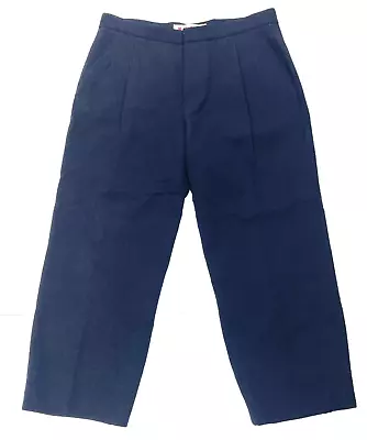 Marni Navy Blue Wool Pleated Crop Lined Pants SZ 44/8 • $69.99