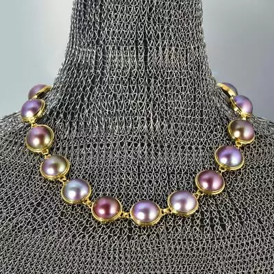 Elegant 16inch Mabe Pearl Necklace & Vermeil Gold-plated Sterling Silver 78.41 G • $799