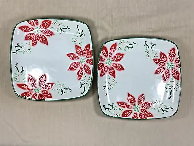 2 “DUTCH WAX” By COASTLINE IMPORTS SANDWICH PLATES POINSETTIA EMBOSSED DESIGN • $8.98