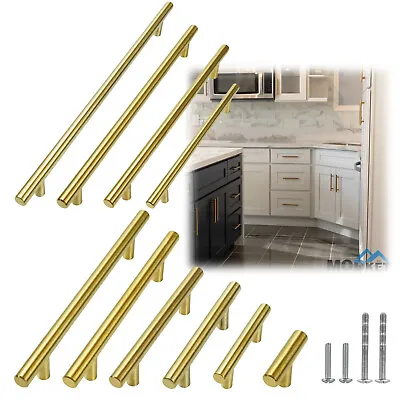 Gold Brushed Satin Brass Stainless Steel Bar Pulls Kitchen Cabinet Handles Knobs • $268.89