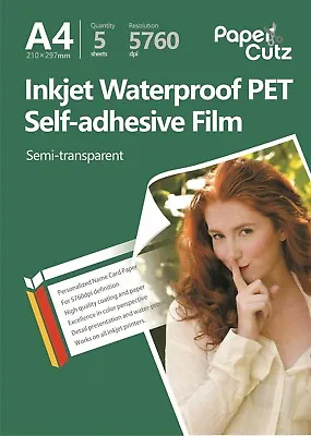 £39 • Buy A4 Inkjet Waterproof PET Self Adhesive Photo Printing Film, 100 Sheets, Sticky