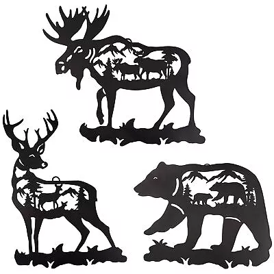 Deer Bear Moose Metal Wall Art Decor 8.9inchSet Of 3 Rustic Concise Decora... • $30.60