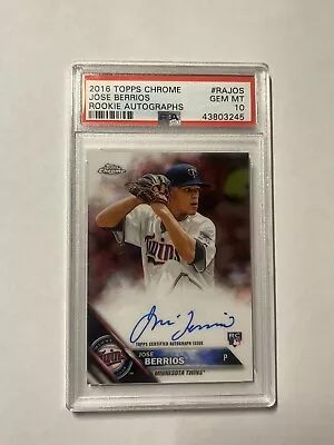 2016 Topps Chrome Rookie Autograph Auto  Jose Berrios  CARD # RA-JOS Psa 10 • $59.99