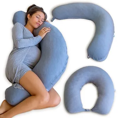 $39.99 • Buy PharMeDoc Crescent Pregnancy Pillow, Nursing, Breastfeeding - Grey Cooling Cover