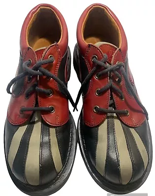 John Fluevog Angel  Flame Red Black Shoes Leather Steampunk UK 7.5 US Men 8.5 • $323