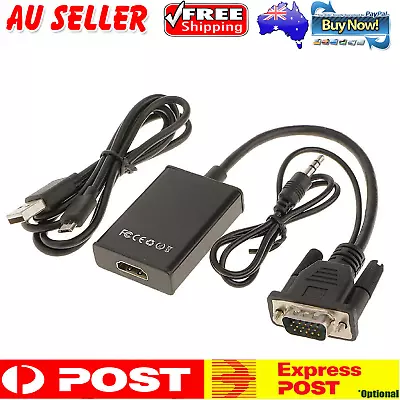 VGA Male To HDMI Female Converter Adapter 1080P Stereo Audio Output USB Power • $15.49