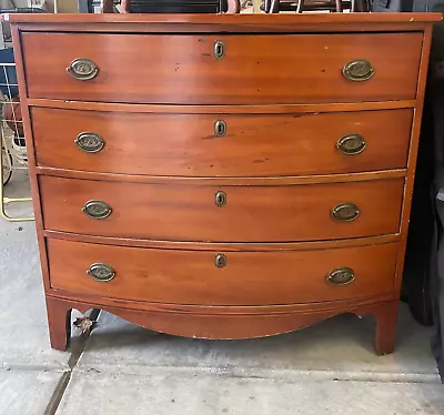 Dresser Antique 18 Century Chest Bow Front Federal American Style Wormy Chestnut • $3695