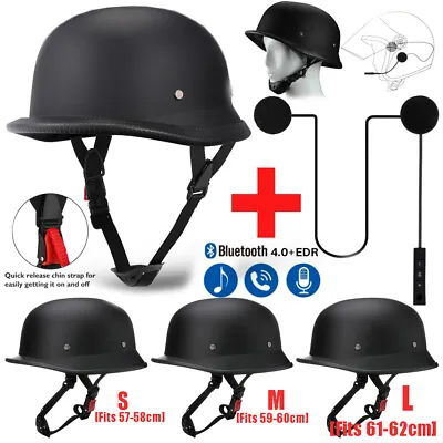 DOT Approved Motorcycle Half Helmet Chopper Cruiser Scooter + Headset Speaker US • $20.63