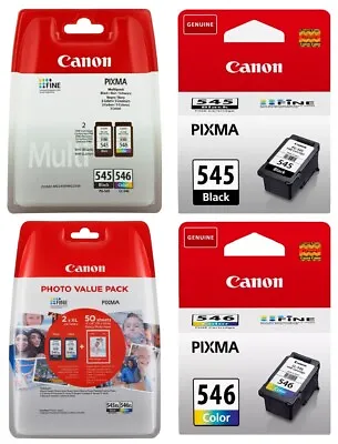 Genuine Canon PG545 CL546 Ink Cartridges PIXMA MG2450 Printer • £47.95