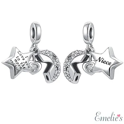 Niece I Love You To The Moon And Back Charm For Bracelet. S925 Sterling Silver • £16.50