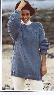 £1.99 • Buy KNITTING Pattern-Ladies Aran Sloppy Jo Sweater- Fits 30-42  Chest