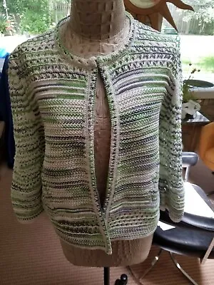 $165 • Buy NWT Authentic M MISSONI CROCHET Knitted Jacket Sz 48 (eur) Green/gray
