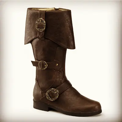 Brown Pirates Of The Caribbean Captain Jack Sparrow 17th Century Boots Mens • $92.95