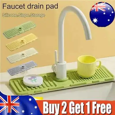 Tidy Splash Faucet Guard & Draining Mat Silicone Draining Mat For Kitchen Sink • $1.88