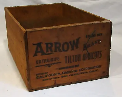 Vintage Arrow Brand Tilton Apricots 25 Lbs. Wooden Crate California • $14.99