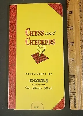 Vintage COBBS WHISKEY Cardboard Chess Checkers Travel Game • $18