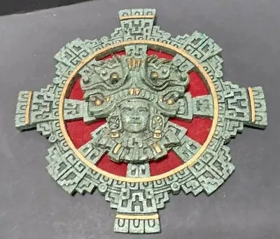 Mid Century Mayan Aztec Headdress Warrior Art Wall Hanging *Chip • $32.49