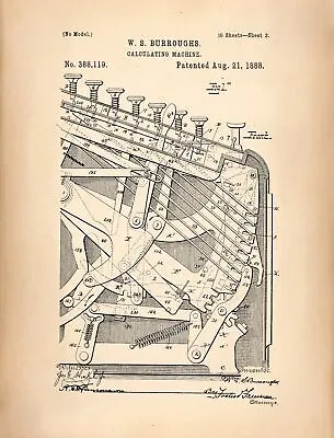 Decor POSTER Vintage Patent.1888 Calculator Machine.Room Home Art Design.6821 • $60