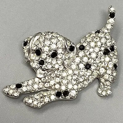Vintage Gorham Dalmation Brooch Pin Clear Black Pave Crystals Signed Puppy 2  • $31.99