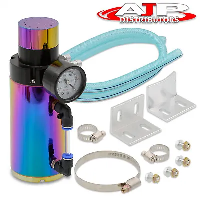 Universal Jdm Vip Engine Oil Catch Can Reservoir Tank Breather Air Gauge Kit Neo • $18.99