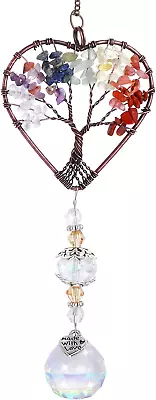 Cobee Crystal Sun Catcher Tree Of Life Suncatchers Heart Shaped Hanging Chakra • £7.51