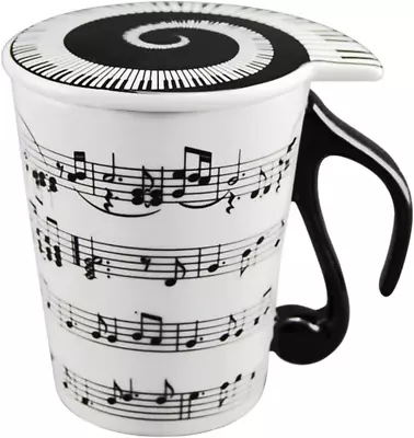 HLJgift Creative Ceramic Musician Coffee Mug Tea Cup With Lid Staves Music Notes • $16.04