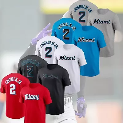 HOT NEW - Jazz Chisholm Jr. #2 Miami Marlins 2024 Name & Number T-Shirt • $28.99