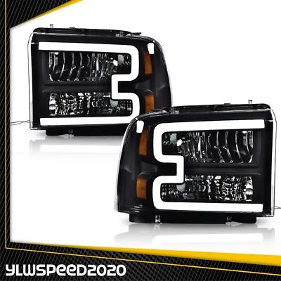 Fit For Ford F250 F350 F450 F550 2005-2007 Super Duty LED DRL Black Headlights • $72.58