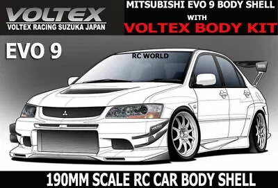 1/10 RC Car DRIFT Body Shell MITSUBISHI EVOLUTION EVO 9 W/ VOLTEX Body Kit -KIT- • $68.99