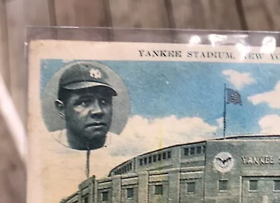 Vintage 1950’s Yankee Stadium Postcard W/ Photo Babe Ruth House The Babe Built. • $129