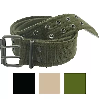 Military Double Prong Canvas Belt Heavy Duty Army Pistol Grommet Two Hole 1.75  • $16.99